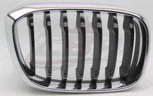 Grille Passenger Side Bmw X3 2018-2021 Matte Black With Chrome Frame Without M-Pkg Base Model , BM1200305