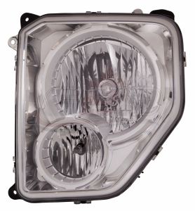 Head Lamp Driver Side Jeep Liberty 2008-2012 Chrome Bezel With Fog Lamp Round Bulb Shield Capa, Ch2502233C