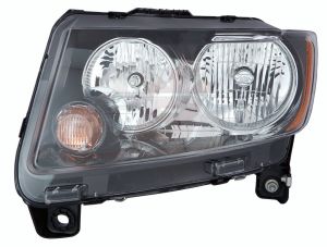Head Lamp Driver Side Jeep Compass 2013-2017 Halogen Black Bezel Capa, Ch2502246C
