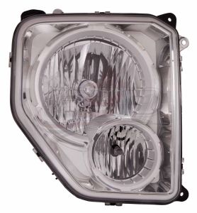 Head Lamp Passenger Side Jeep Liberty 2008-2012 Chrome Bezel With Fog Lamp Round Bulb Shield Capa, Ch2503233C