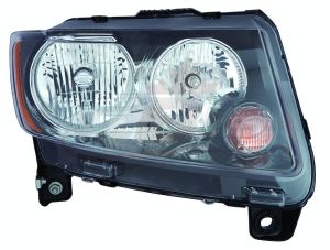 Head Lamp Passenger Side Jeep Compass 2013-2017 Halogen Black Bezel Capa, Ch2503246C