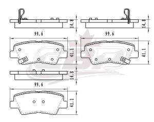 Brake Pads Set Rear Ceramic Hyundai Accent Hatchback 2013-2016 , D1544