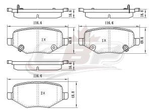 Brake Pads Set Rear Ceramic Dodge Caravan 2012-2016 , D1719