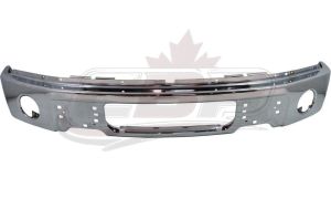 Bumper Face Bar Front Ford F150 2009-2014 Chrome With Fog Lamp Hole , FO1002411