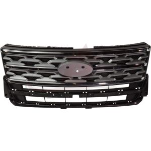 Grille Front Ford Explorer 2018-2019 Silver Gray With Chrome Molding, Fo1200626
