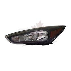 Head Lamp Driver Side Ford Focus 2015-2018 Halogen With Black Bezel/Led Drl Capa, Fo2502338C