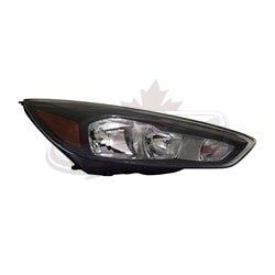 Head Lamp Passenger Side Ford Focus 2015-2018 Halogen With Black Bezel/Led Drl Capa, Fo2503338C