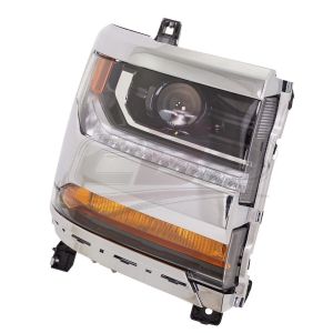 Head Lamp Passenger Side Chevrolet Silverado 1500 2017-2018 Hid With Chrome Bezel Capa, Gm2503445C