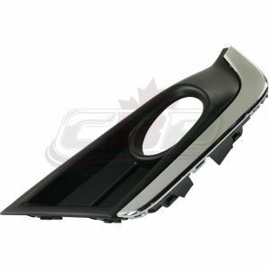 Fog Lamp Bezel Front Driver Side Honda Crv 2017-2019 Black With Chrome Trim, Ho1038135U
