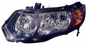 Head Lamp Driver Side Honda Civic Coupe 2006-2008 Black Housing Capa, Ho2518111C