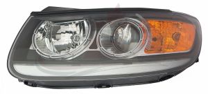 Head Lamp Driver Side Hyundai Santa Fe 2012 Halogen With Clear Lower Reflector Black Bezel Capa, Hy2502166C