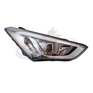 Head Lamp Passenger Side Hyundai Santa Fe Sport 2013-2016 Hid Black Bezel Capa, Hy2503179C