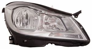 Head Lamp Passenger Side Mercedes C250 2012-2014 Halogen Chrome Housing Sedan Without Cornering Lamp Capa, Mb2503187C