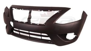 Bumper Front Nissan Versa Sedan 2015-2019 Primed With Chrome Moulding Ptm Capa , NI1000300C