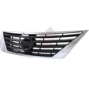 Grille Black Nissan Versa Sedan 2012-2014 With Chrome Moulding, Ni1200247U